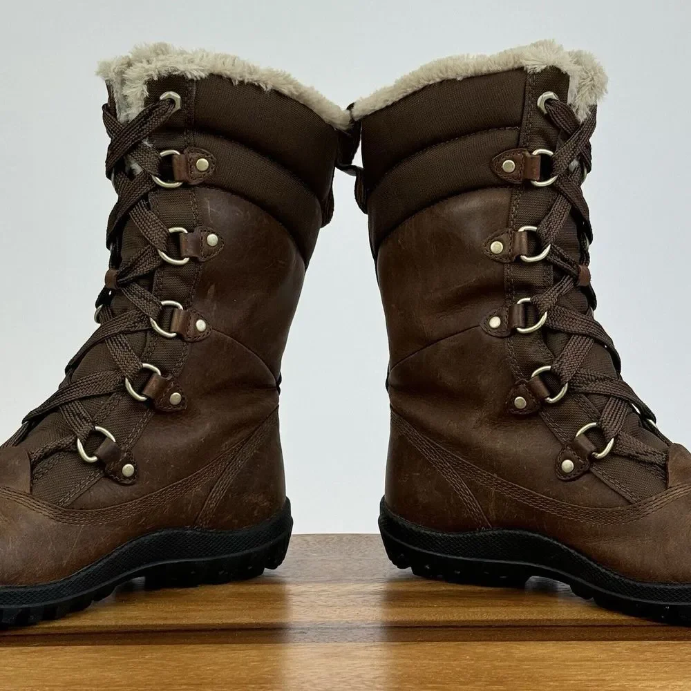 Womens TImberland Mount Hope Mid Fur Brown Leather Winter Trail Boots Size 7 M - Picture 7 of 10